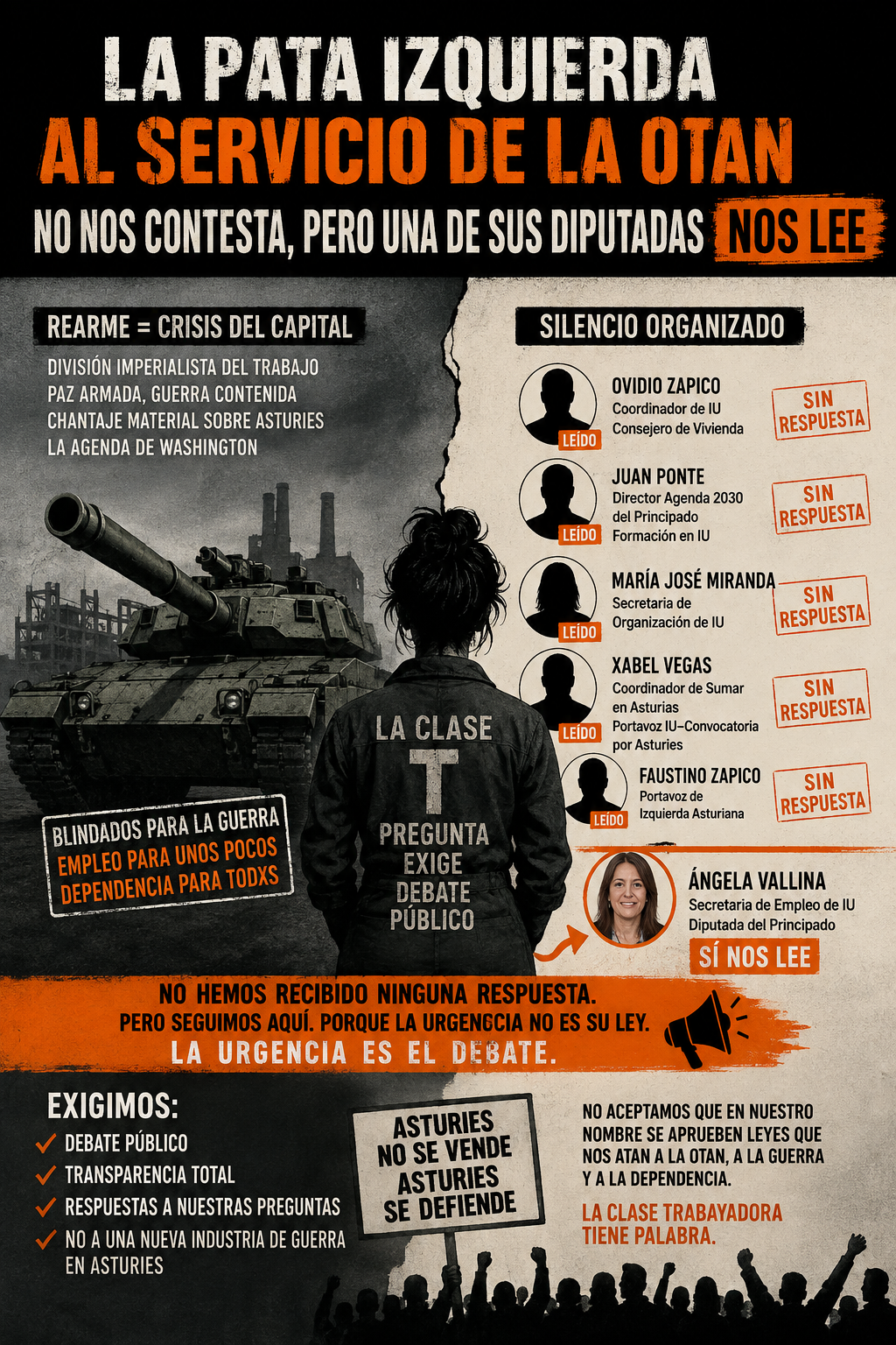 Una diputada nos lee. Ninguno se atreve a responder.