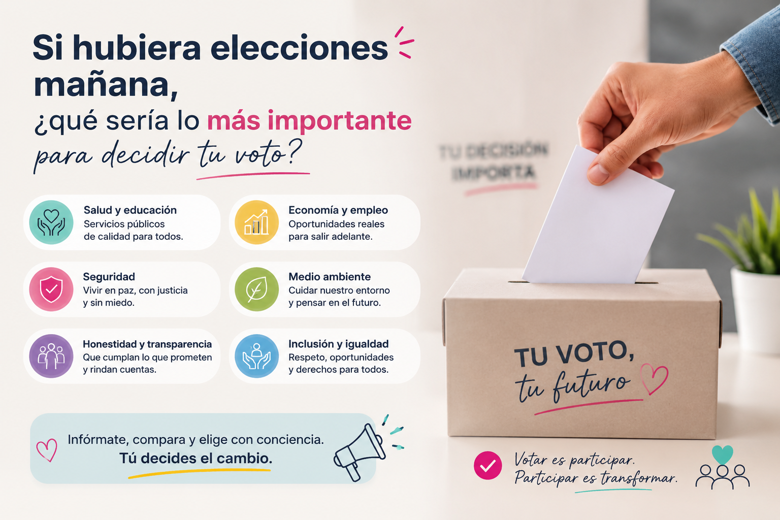 🗳️ Si hubiera elecciones mañana, ¿qué sería lo más importante para decidir tu voto?